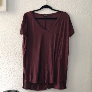 Brandy Melville burgundy v neck top